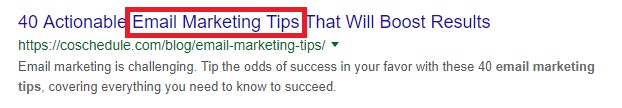 Use of keyword in title tag